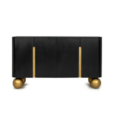 MaMaison Organic Mangófa Komód Fekete-Arany Gömblábakkal bútor