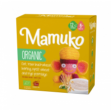 Mamuko Mamuko bio zab, világos hajdina, zúzott szemű árpa zabkása 12hónapos kortól 200 g bébiétel