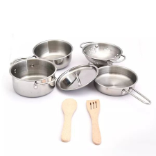 Man Yuk Toys Manyuk Toys 7 darabos Rozsdamentes játék edénykészlet - Ezüst (G5) konyhakészlet