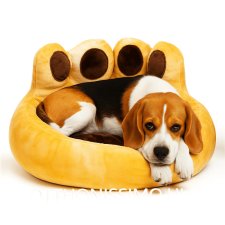  Mancsnyom alakú komfort fekhely kivehető párnával - 60cm - Sárga szállítóbox, fekhely kutyáknak