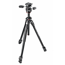 Manfrotto 290 Dual Alumínium 3 szekciós állvány 90° oszloppal + 3D fej (175cm) fotó állvány