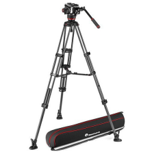 Manfrotto 504x fluid videó fej karbon ikerlábas állvánnyal, középterpesz (MVK504XTWINMC) fotó állvány