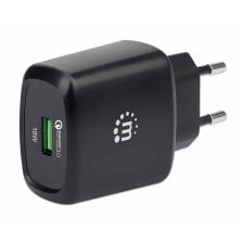 MANHATTAN Hálózati USB-A QC 3.0 töltő (18W) Fekete mobiltelefon kellék