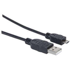MANHATTAN Kábel USB 2.0 A - Micro-B M/M, 1,8m, fekete kábel és adapter