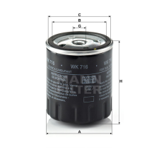 MANN FILTER WK716 Üzemanyagszűrő, WK716 üzemanyagszűrő