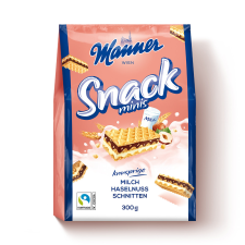Manner Snack Minis tejes-mogyorós szeletek 300g /10/ csokoládé és édesség
