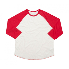 Mantis Uniszex 3/4-es ujjú póló Mantis Superstar Baseball T L, Mosott fehér/Meleg piros