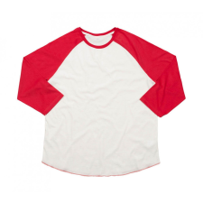 Mantis Uniszex 3/4-es ujjú póló Mantis Superstar Baseball T XL, Mosott fehér/Meleg piros női póló