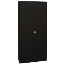 Manutan fém iratszekrény, 4 polccal, 195 x 92 x 42 cm, fekete irattároló szekrény