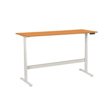 Manutan irodai asztal, elektromosan állítható magasság, 200 x 80 x 62,5 - 127,5 cm, egyenes kivitel, ABS 2 mm, bükk íróasztal