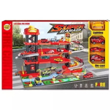 Manyuk Toys Négyemeletes tűzoltósági parkoló játékszett - 64 db-os autópálya és játékautó