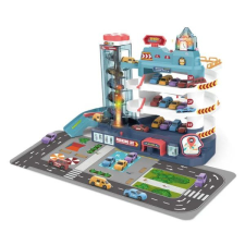 Manyuk Toys Városi parkolóház autókkal - 45 cm, többfunkciós autópálya és játékautó
