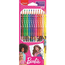 MAPED BB Színes ceruza készlet, háromszögletű, MAPED "Barbie", 12 különböző szín színes ceruza