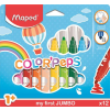 MAPED Filctoll készlet, 1-5 mm, kimosható, vastag, MAPED "Color'Peps Jumbo", 12 különböző szín