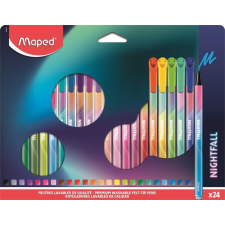 MAPED Filctoll készlet, 2,5 mm, kimosható, MAPED  Nightfall , 24 különböző szín filctoll, marker