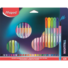 MAPED Filctoll készlet, 2,5 mm, kimosható, MAPED "Nightfall", 24 különböző szín filctoll, marker
