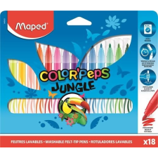 MAPED Filctoll készlet, 2,8 mm, kimosható, MAPED "Color`Peps Jungle", 18 különbözõ szín filctoll, marker