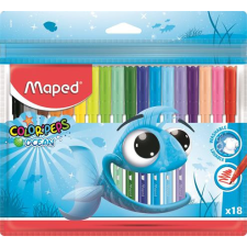 MAPED Filctoll készlet, 2 mm, kimosható, MAPED &quot;Color&#039;Peps Ocean&quot;, 18 különböző szín filctoll, marker