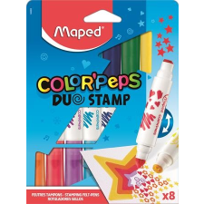 MAPED Filctoll készlet, 7,5 mm, kétvégű, MAPED "Color`Peps Duo Stamp" 8 különböző szín és minta filctoll, marker