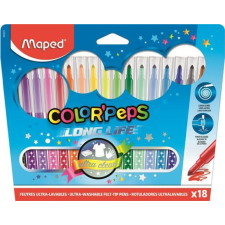 MAPED Filctoll készlet, mosható, MAPED "Color`Peps Long Life", 18 különböző szín filctoll, marker