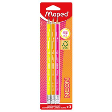 MAPED Grafitceruza radírral, HB, háromszögletű, MAPED Black Peps Neon , vegyes színek ceruza