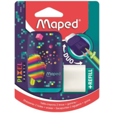 MAPED Hegyező és radír, kétlyukú, tartályos, pótradírral, MAPED "Pixel Party Connect" hegyező