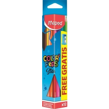 MAPED Színes ceruza készlet, háromszögletû, hegyezõvel, MAPED "Color`Peps", 12 különbözõ szín színes ceruza