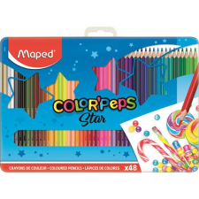 MAPED Színes ceruza készlet, háromszögletű, fém doboz, MAPED &quot;Color&#039;Peps Star&quot;, 48 különböző szín színes ceruza