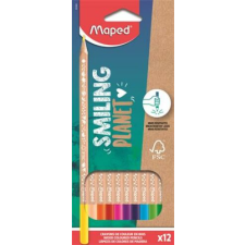 MAPED Színes ceruza készlet, háromszögletű, FSC, MAPED "Smiling Planet", 12 különböző szín színes ceruza