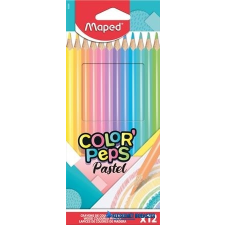 MAPED Színes ceruza készlet, háromszögletű, MAPED "Color`Peps Pastel", 12 különböző pasztell szín színes ceruza