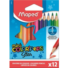 MAPED Színes ceruza készlet, háromszögletű, MAPED "Color`Peps Star Mini", 12 különböző szín színes ceruza