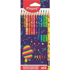 MAPED Színes ceruza készlet, háromszögletű, MAPED "Pixel Party", 12 különböző szín színes ceruza