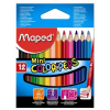 MAPED Színes ceruza készlet, háromszögletű, MAPED "Color\&acute;Peps Mini", 12 különböző szín