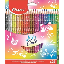 MAPED Színes ceruza készlet, háromszögletű, MAPED &quot;Mini Cute&quot;, 24 különböző szín színes ceruza