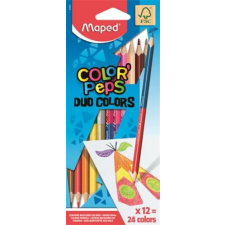 MAPED Színes ceruza készlet, kétvégű, háromszögletű, MAPED "Color`Peps Duo", 24 különböző szín színes ceruza