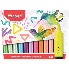 MAPED Szövegkiemelő készlet, 1-5 mm, maped &quot;fluo peps assorted&quot;, 12 különböző szín 740901 filctoll, marker