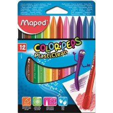 MAPED Zsírkréta, MAPED &quot;Color\&acute;Peps&quot; PlastiClean, 12 különböző szín kréta
