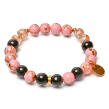  Marble Candy Black – Obszidián és pink howlit ásvány karkötő dobozban karkötő