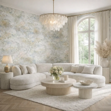 Marburg Elegáns aquarell virág mintás tapéta pasztell zöld árnyalatokkal 330x270cm tapéta, díszléc és más dekoráció
