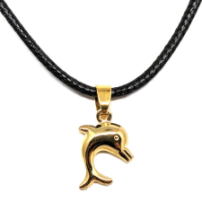 Maria King Arany színű Delfines medál fekete bőr nyaklánccal nyaklánc