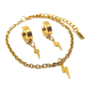 Maria King Arany színű karkötő nemesacél villám charmmal + fülbevaló szett