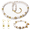 Maria King Beads of Love – Achát, kagyló és hematit exkluzív ásvány ékszerszett (nyaklánc + karkötő + fülbev...