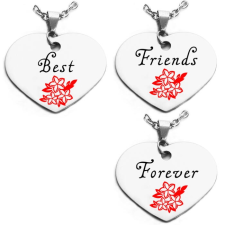 Maria King Best Friends Forever virágos hármas medál lánccal vagy kulcstartóval medál
