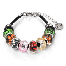  Maria King Bőr és nemesacél shamballa karkötő virágos díszekkel, márkadobozzal karkötő