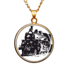 Maria King CARSTON Elegant Mozdony medál lánccal vagy kulcstartóval, ezüst vagy arany színben medál
