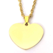 Maria King Gravírozható kis tüköracél szív medál lánccal, 25x20 mm, arany színben nyaklánc