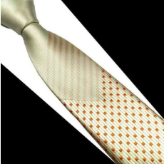 Maria King GUSLESON vajszínű-narancssárga mintás elegáns férfi nyakkendő - selyem