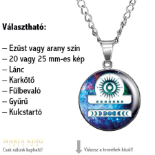 Maria King Horoszkóp, Libra (Mérleg) – MEDÁL lánccal, EZÜST szín, 20 mm nyaklánc