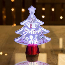 Maria King Karácsonyi asztali LED dekor - fényes talppal - karácsonyfa - 15 cm karácsonyi dekoráció
