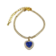 Maria King Kék kristály szív karkötő, arany színű karkötő